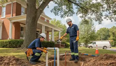 Nashville, TN plumber inspecting a pipe repair for a plumbing repair service