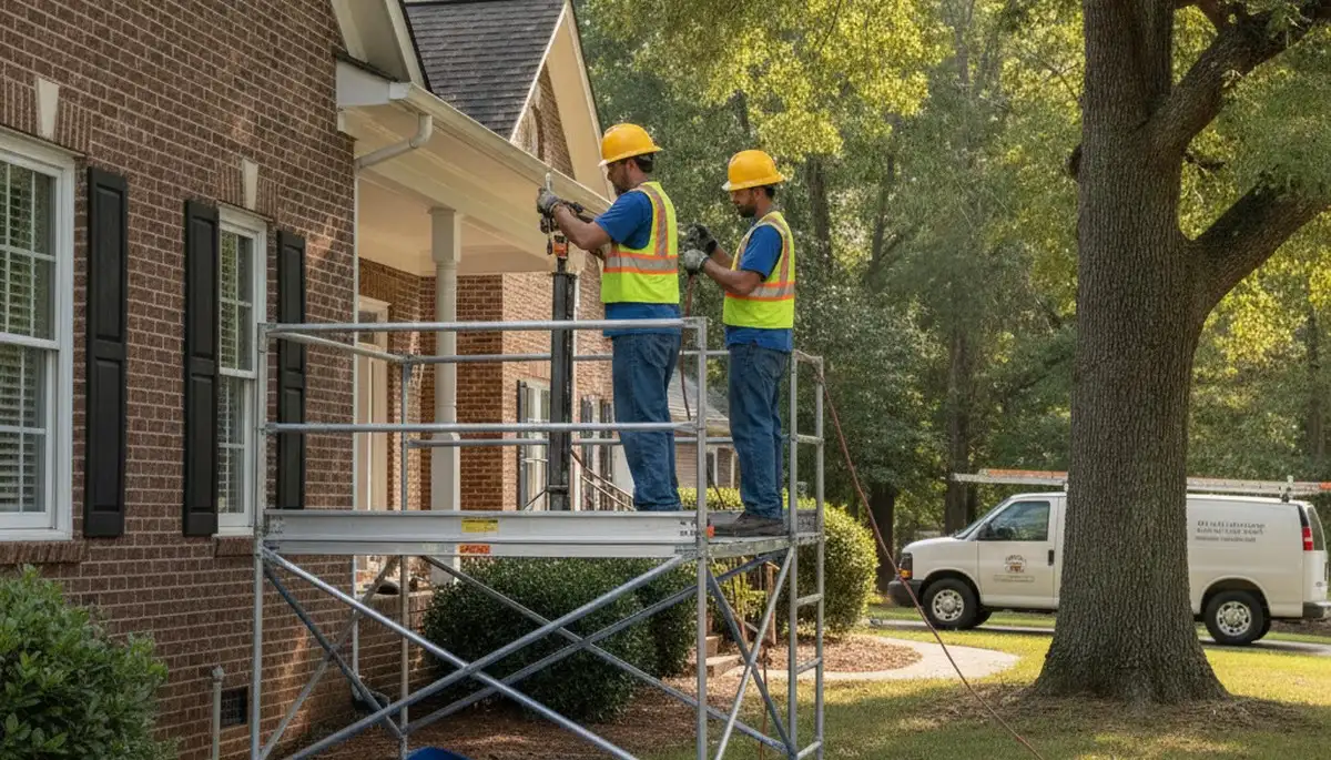 Nashville, TN plumbing repair technician servicing a residential pipe leak