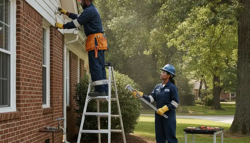 Plumber repairing a leak in Nashville, TN for plumbing repair service