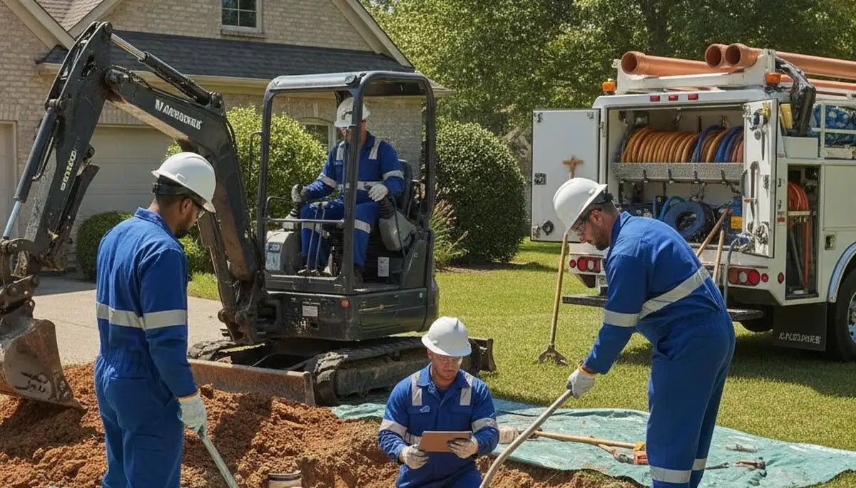 Nashville, TN plumber inspecting septic repair system for a Nashville home service call