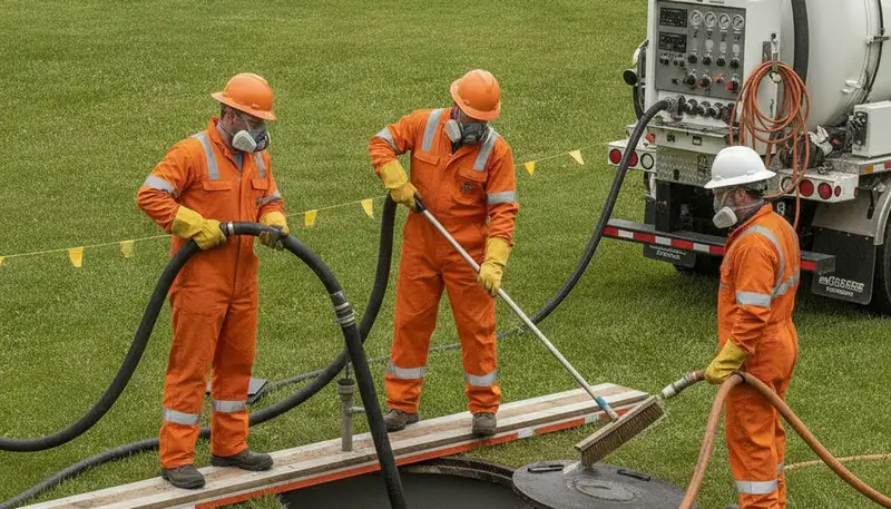 Nashville, TN plumber cleaning a septic tank for reliable home plumbing service