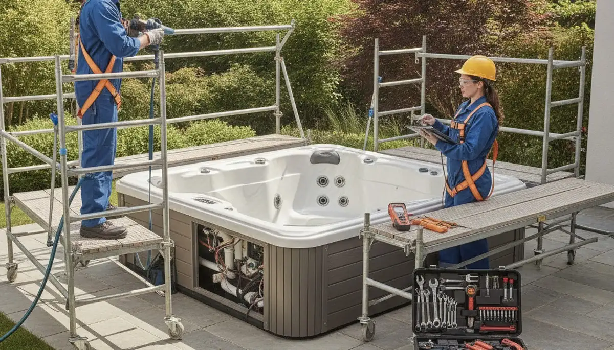 Nashville, TN plumber repairing a home spa for reliable plumbing service